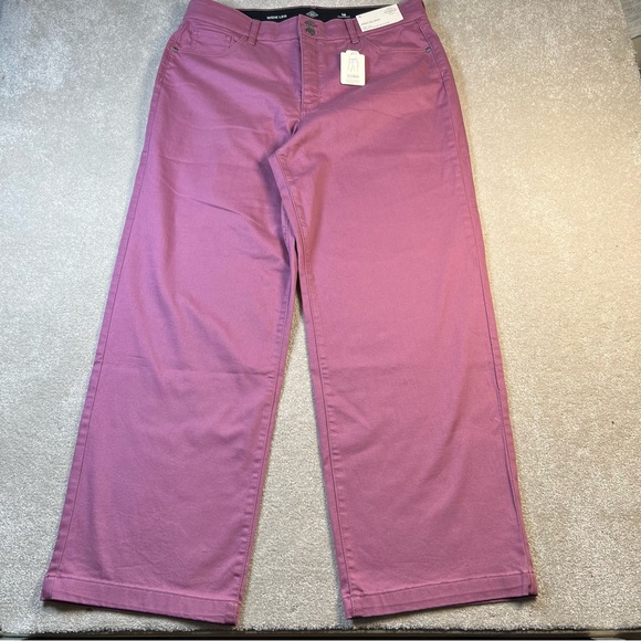 Wide Leg Pants Secretly‎ Slender St Johns Bay High Rise Rose Pink New Women's 16 - Picture 2 of 11